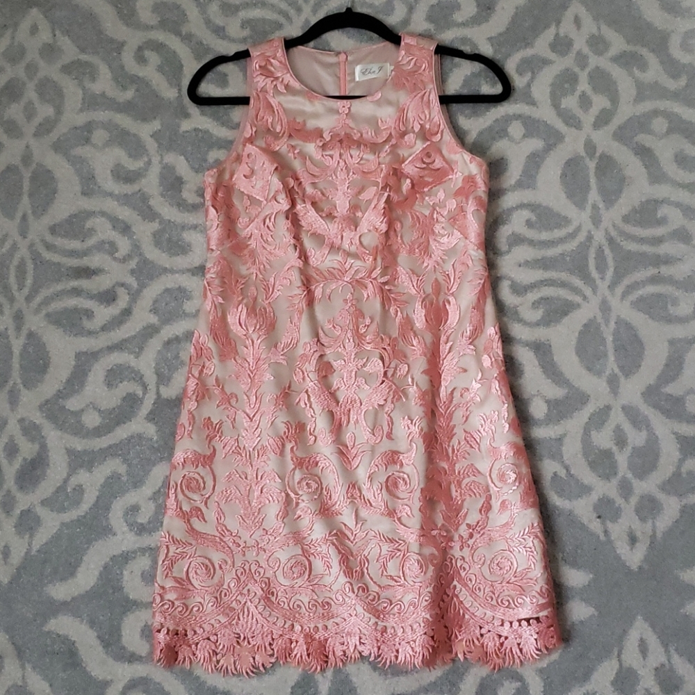 Eliza J Lace Overlay sheath dress